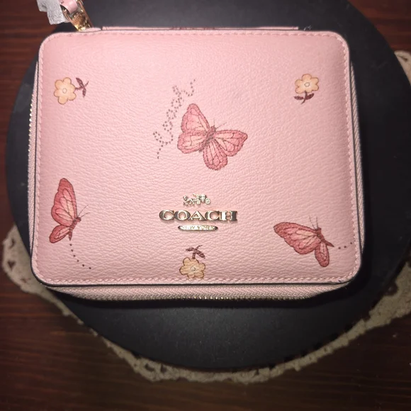 Coach Pink Butterfly Print Small Jeweley Box - Picture 1 of 7
